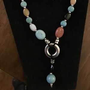 Turquoise and Gemstone Silver Necklace